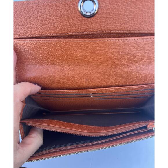 Gucci Eclipse Continental GG Monogram Brown Canvas Leather Trim Trifold Wallet - Picture 7 of 14